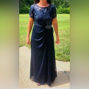 Navy Blue with Sequins, Hand wash cold, lay flat to dry, 100% polyester